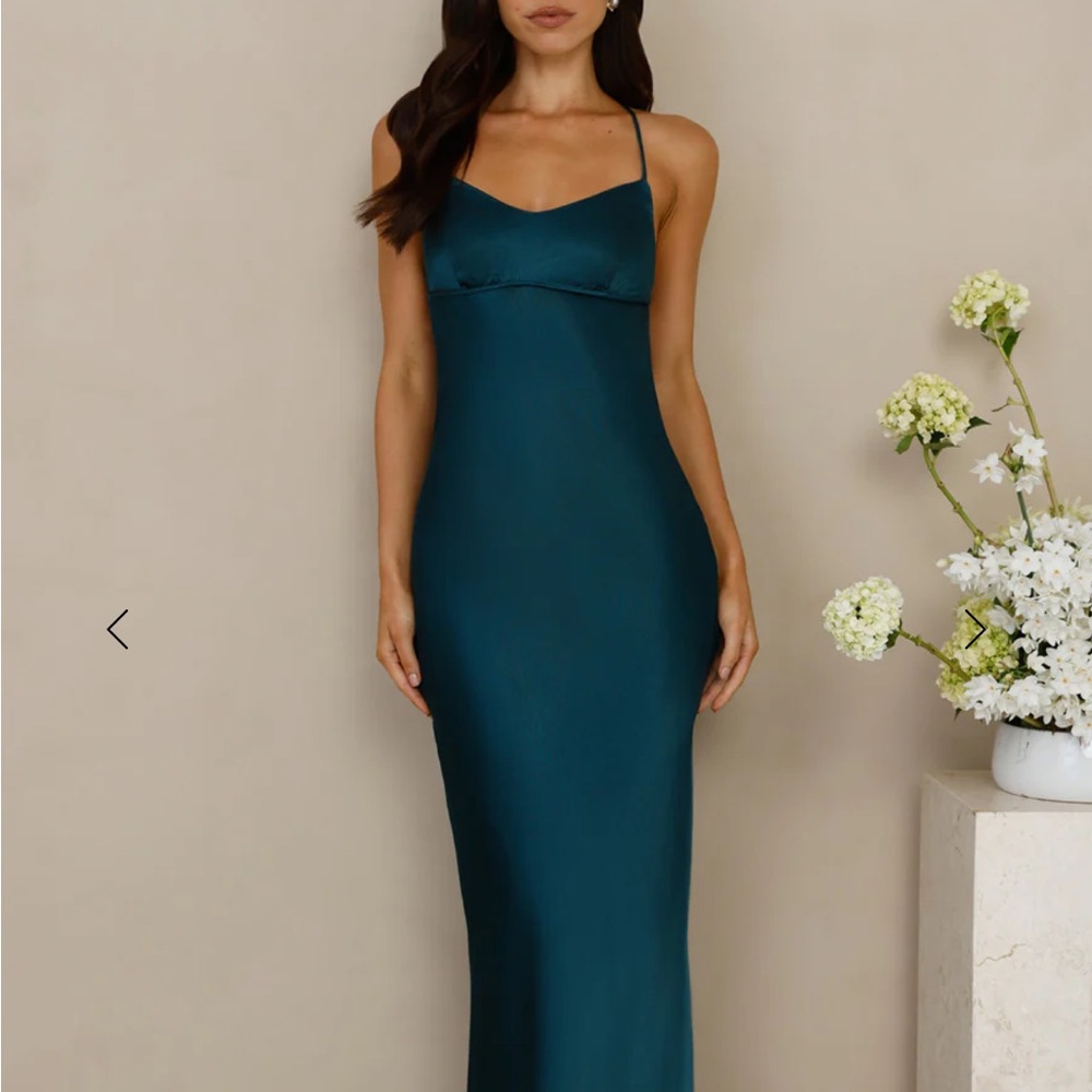 Helly Molly Elegant Teal Spaghetti Strap Dress